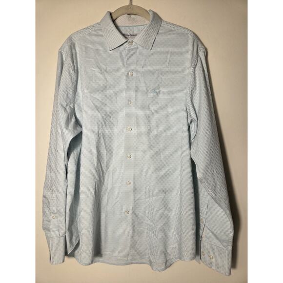 TOMMY BAHAMA Mens M Sarasota Stretch Ventura Coast IslandZone Shirt Blue Green - Picture 1 of 10